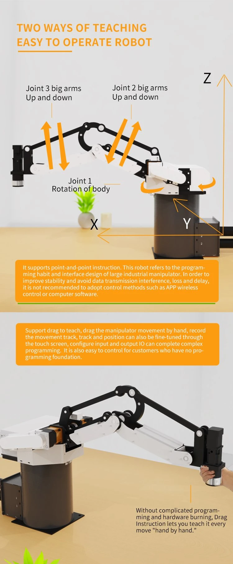 4086 Desk Robot Arm 20*20cm Mini Robot Footprint Loading and Unloading Small Parts with 3c Industry Robot Arm