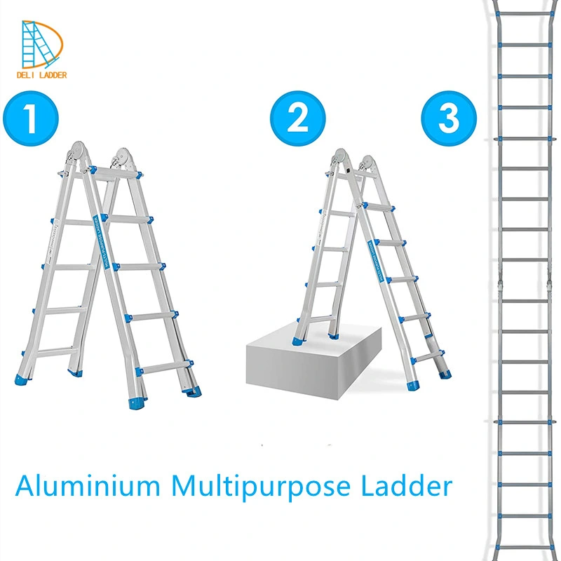 Multipurpose 4X5 Step Big Hinge Extension Foldable Aluminium Ladder