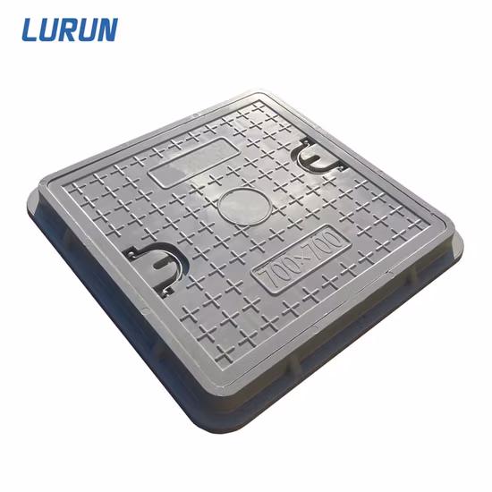 Couvercle de trou d'homme carré composite FRP/GRP 700X700mm avec anneaux de traction