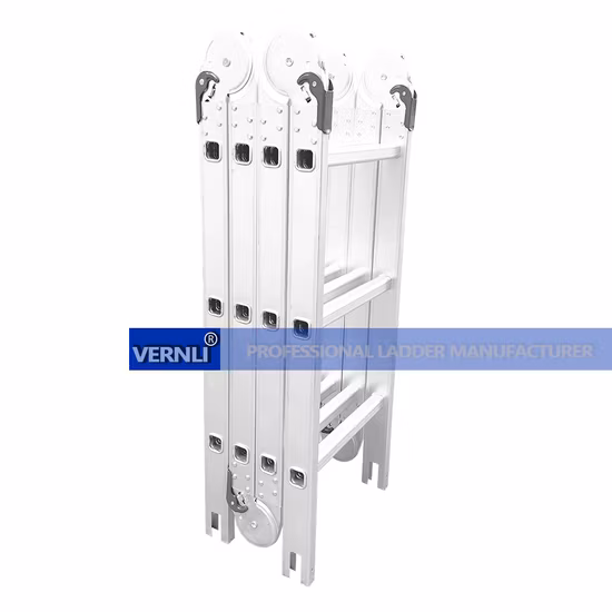Escabeau pliable polyvalent en aluminium et aluminium à petites charnières de 4,7 mètres avec base antidérapante
